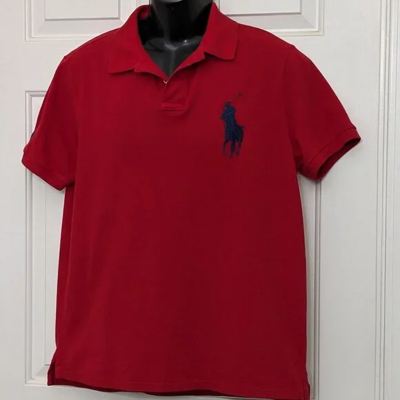 POLO RALPH LAUREN Men's Collar No 3 T-Shirts Size Large Red - Picture 2 of 10